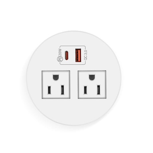 Round Tabletop Grommet w/ USB and AC Power black