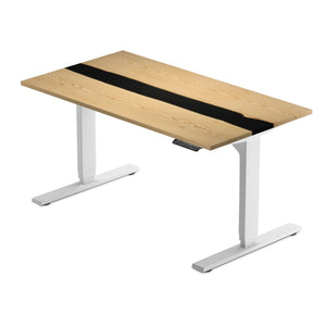 Black Ash Tabletop with White Solo Ryzer Standing Desk Frame