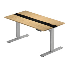 Black Ash Tabletop with Gray Solo Ryzer Standing Desk Frame