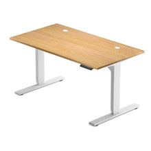 ash table top with two grommets on white solo ryzer standing desk