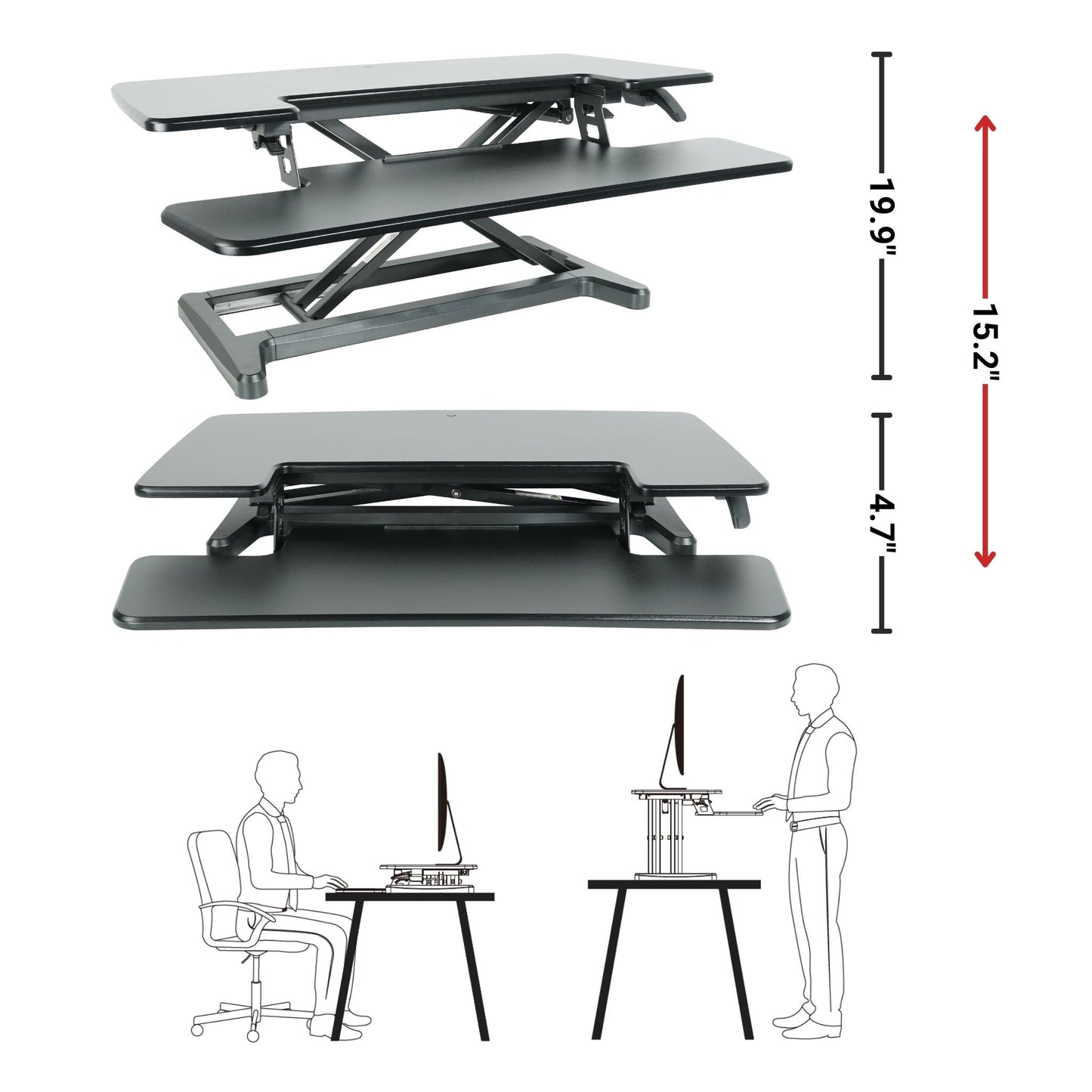 Mechanical Desk Converter height  range