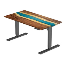 Blue Walnut Tabletop on Solo Ryzer Standing Desk frame