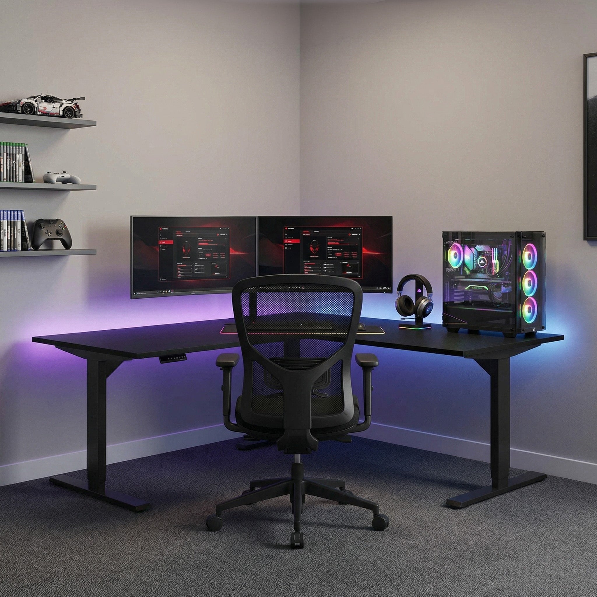 Corner Gaming Desk 72x60 | L-Shaped Black Gaming Desk