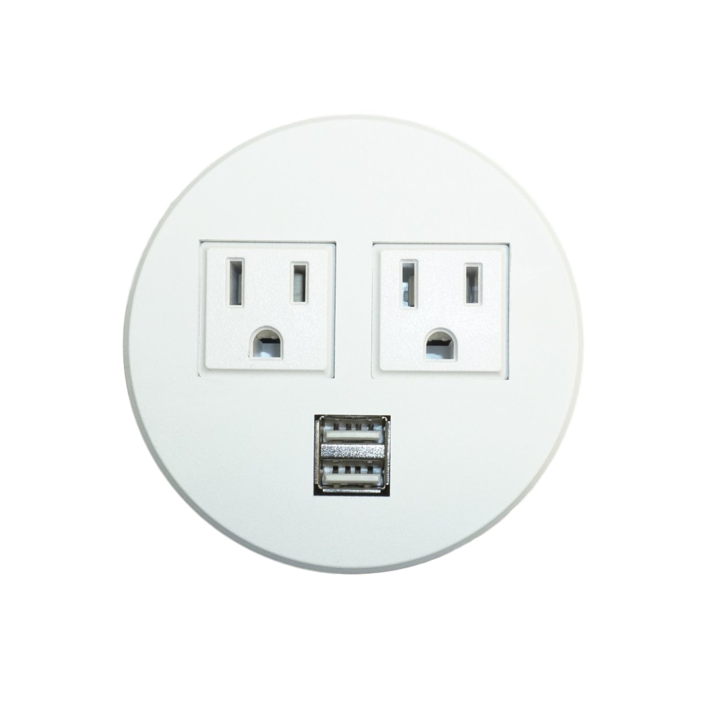 Round Tabletop Grommet w/ USB and AC Power  white