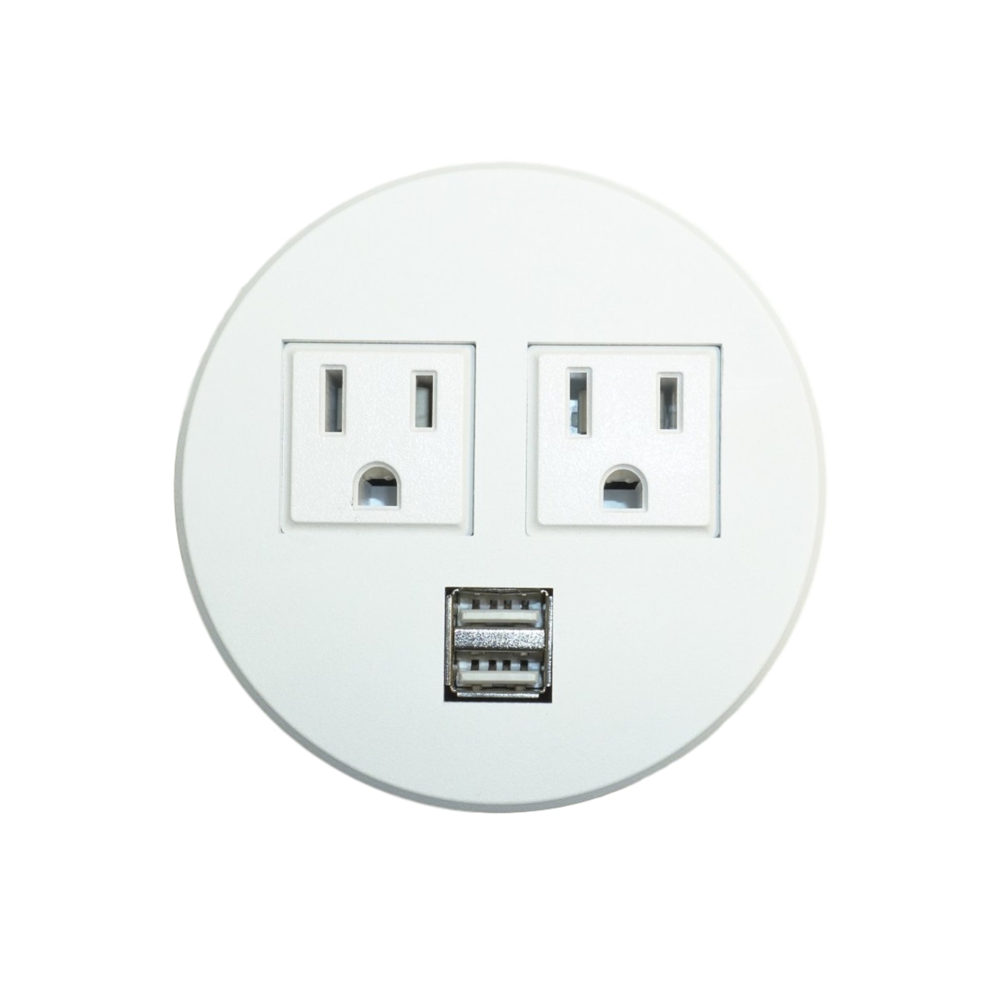 Round Tabletop Grommet w/ USB and AC Power  white