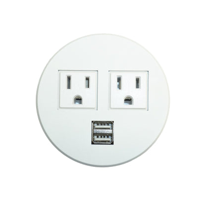 Round Tabletop Grommet w/ USB and AC Power  white