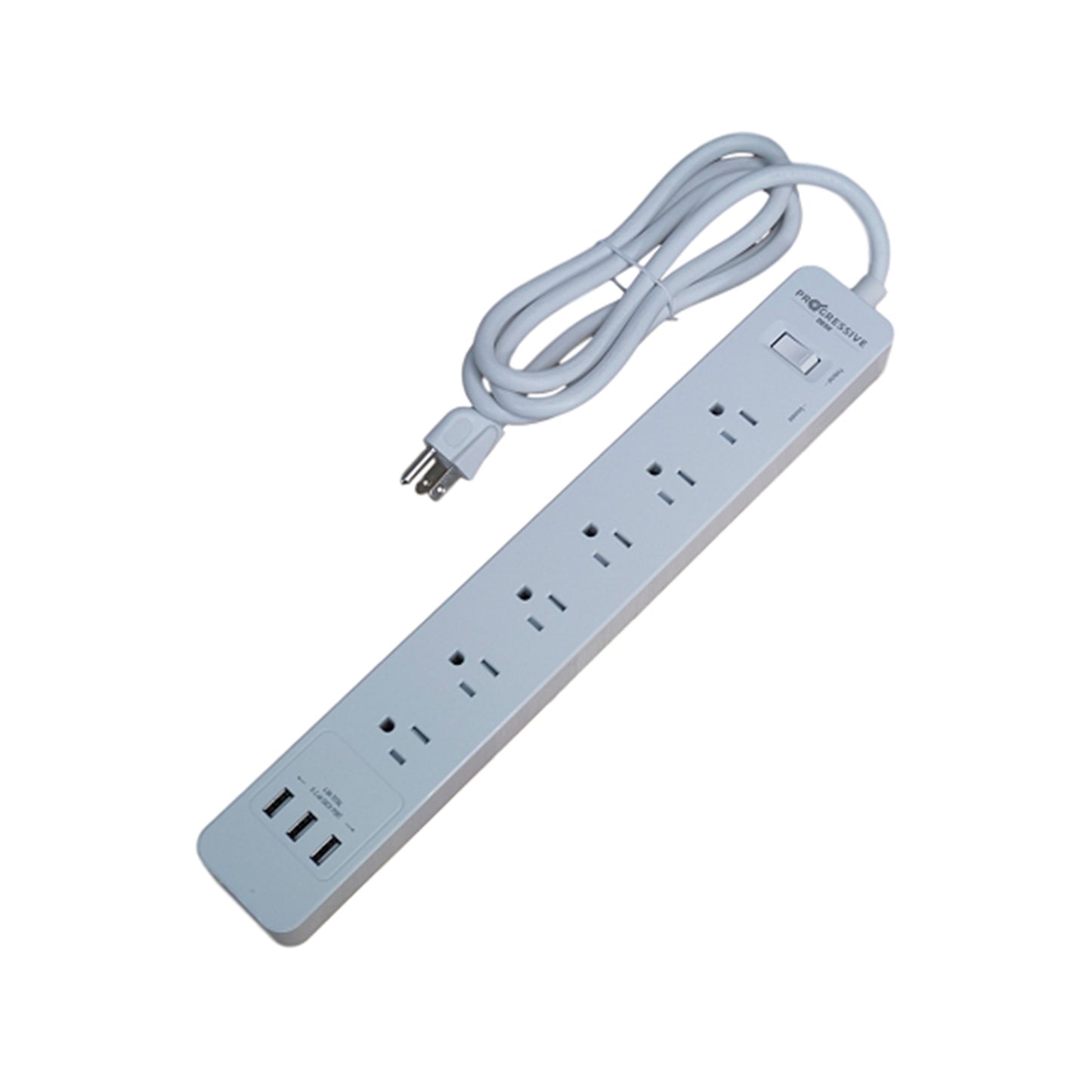 6 Plug Power Bar w/ USB Ports and Under Desk Mounting white