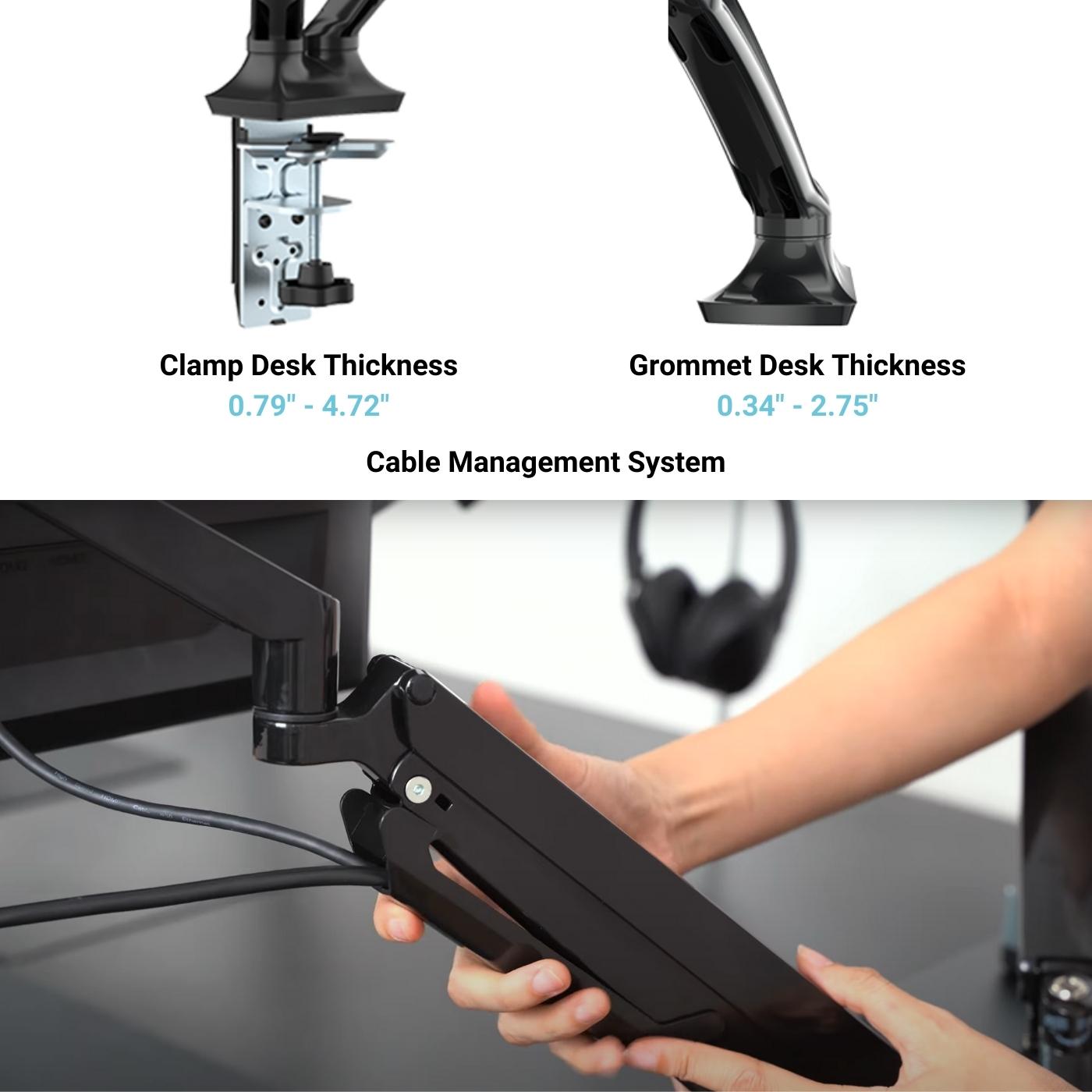 Dual Arm Gas Spring Monitor Stand For Standing Desks – Progressive Desk ...