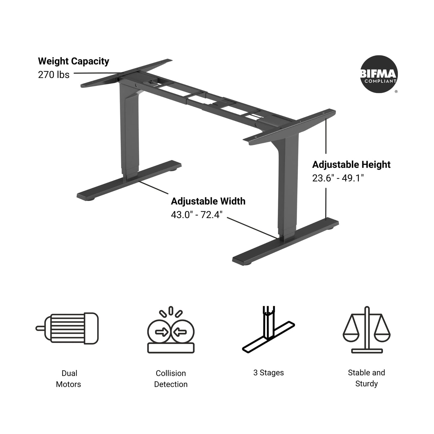 Solo Ryzer Standing Desk 60”x30” Ergo Cut Light Bamboo