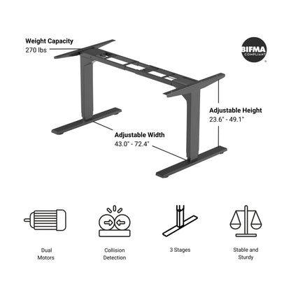 Solo Ryzer Standing Desk 60”x30” Ergo Cut Light Bamboo