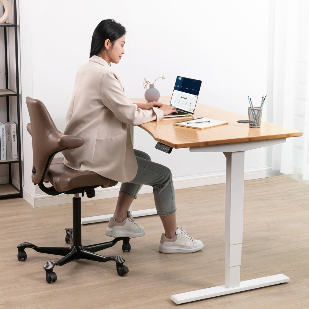 Light Bamboo Curved Desk Top | Ergonomic & Sustainable Workspace ...