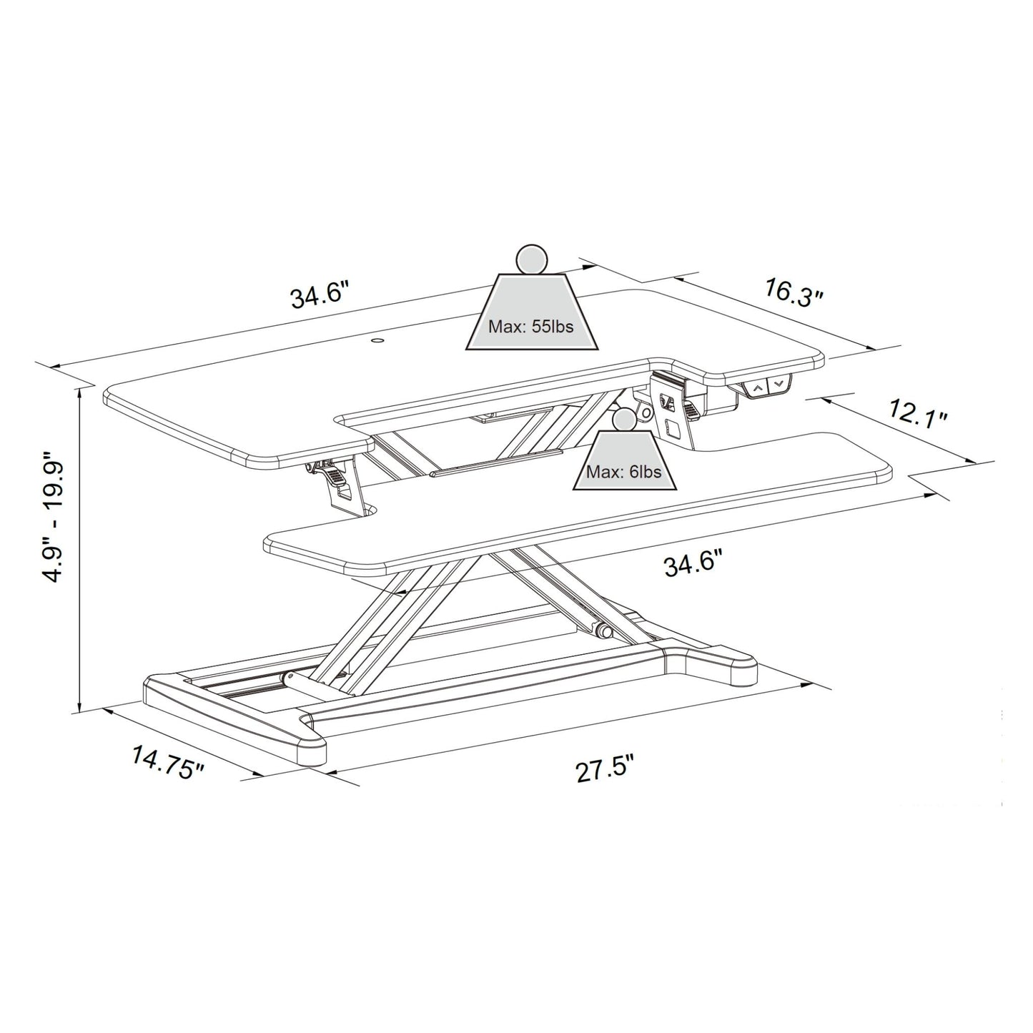 Electric Desk Converter dimensions