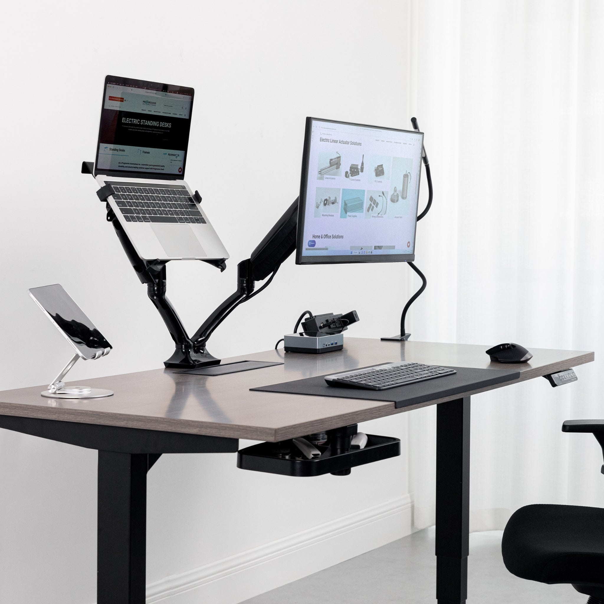 Spring Monitor Holder Dual Gas Spring Monitor Arm for Two Screens Black – Progressive Desk ...
